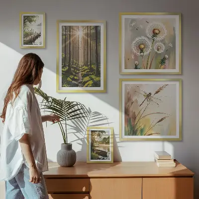 Bildergalerie-Set für die Wand mit Motiven von Waldlandschaften, Natur und Ruhe