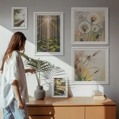 Bildergalerie-Set für die Wand mit Motiven von Waldlandschaften, Natur und Ruhe