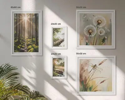 Bildergalerie-Set für die Wand mit Motiven von Waldlandschaften, Natur und Ruhe