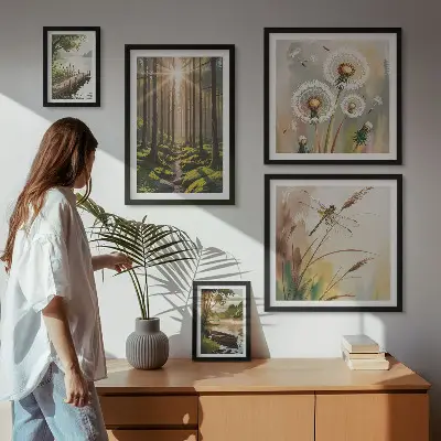 Bildergalerie-Set für die Wand mit Motiven von Waldlandschaften, Natur und Ruhe