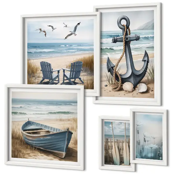 Modernes Wandbilder-Set Inspirationen für den Küstenstil mit Meer und Strand