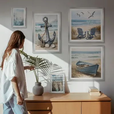 Modernes Wandbilder-Set Inspirationen für den Küstenstil mit Meer und Strand