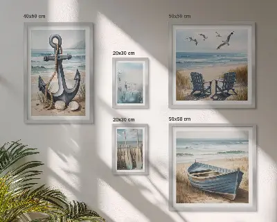 Modernes Wandbilder-Set Inspirationen für den Küstenstil mit Meer und Strand