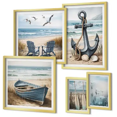 Modernes Wandbilder-Set Inspirationen für den Küstenstil mit Meer und Strand