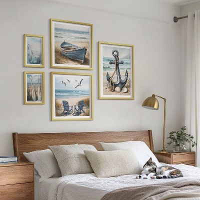 Modernes wandbilder-set Inspirationen für den Küstenstil: Meer und Strand