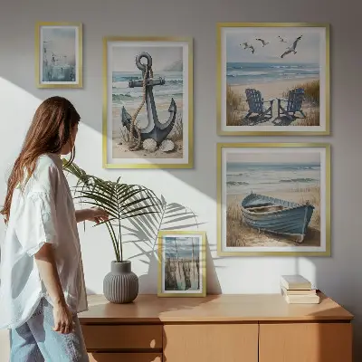 Modernes Wandbilder-Set Inspirationen für den Küstenstil mit Meer und Strand