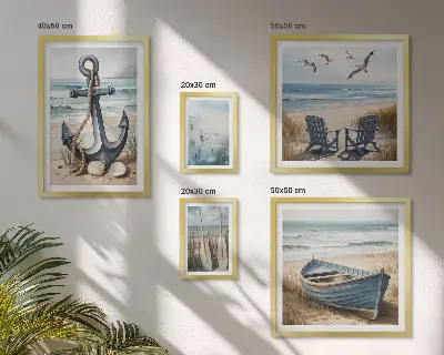 Modernes Wandbilder-Set Inspirationen für den Küstenstil mit Meer und Strand