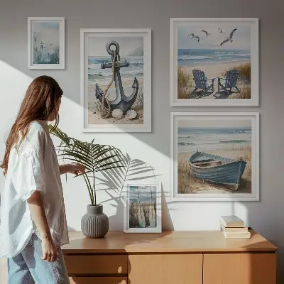 Modernes Wandbilder-Set Inspirationen für den Küstenstil mit Meer und Strand