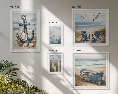 Modernes Wandbilder-Set Inspirationen für den Küstenstil mit Meer und Strand