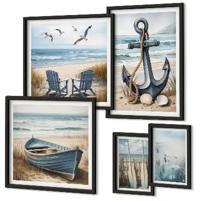 Modernes Wandbilder-Set Inspirationen für den Küstenstil mit Meer und Strand