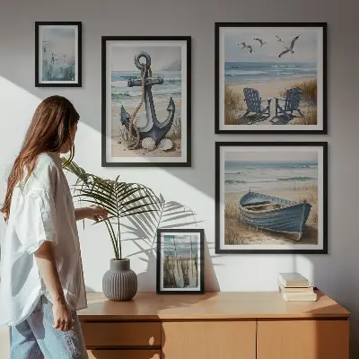 Modernes Wandbilder-Set Inspirationen für den Küstenstil mit Meer und Strand