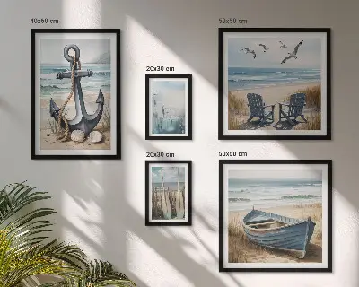 Modernes Wandbilder-Set Inspirationen für den Küstenstil mit Meer und Strand