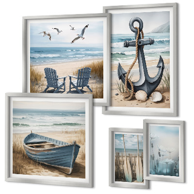 Modernes wandbilder-set Inspirationen für den Küstenstil: Meer und Strand
