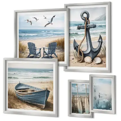Modernes Wandbilder-Set Inspirationen für den Küstenstil mit Meer und Strand