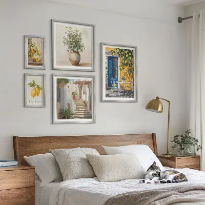 Bilderset fürs Sofa im frischen Zitrus-Stil