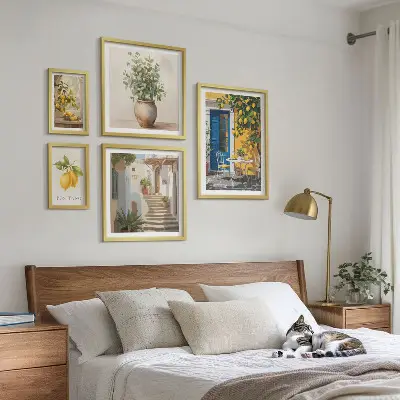 Bilderset fürs Sofa im frischen Zitrus-Stil