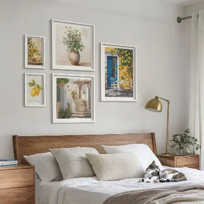Bilderset fürs Sofa im frischen Zitrus-Stil