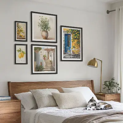 Bilderset fürs Sofa im frischen Zitrus-Stil
