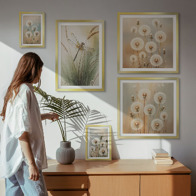 Bildergalerie-set für die wand Blumenmotive von Libellen und Löwenzahn
