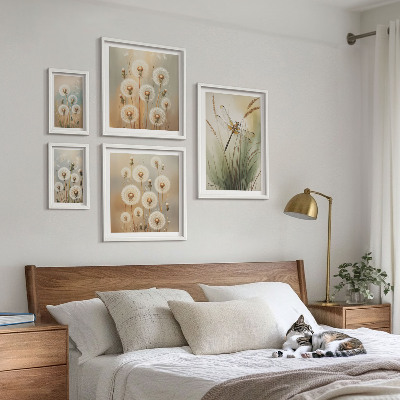 Bildergalerie-set für die wand Blumenmotive von Libellen und Löwenzahn