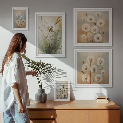 Bildergalerie-set für die wand Blumenmotive von Libellen und Löwenzahn