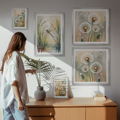 Modernes wandbilder-set Libellen mit Blumenmotiven im Naturstil