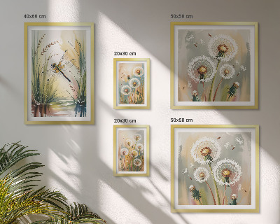 Modernes wandbilder-set Libellen mit Blumenmotiven im Naturstil