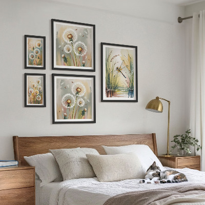 Modernes wandbilder-set Libellen mit Blumenmotiven im Naturstil