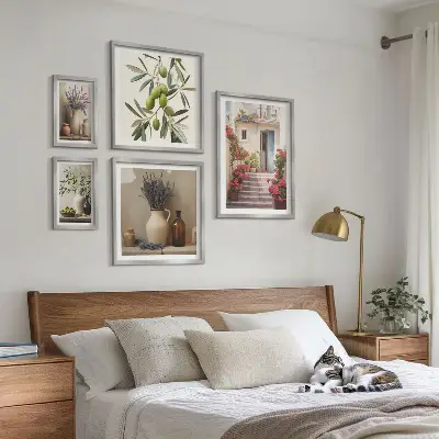 Bilderset fürs Sofa stilvolle Inneneinrichtung mit Blumen und Früchten