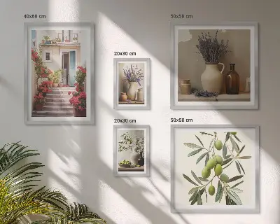 Bilderset fürs Sofa stilvolle Inneneinrichtung mit Blumen und Früchten