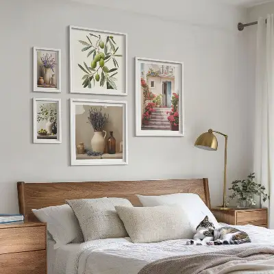 Bilderset fürs Sofa stilvolle Inneneinrichtung mit Blumen und Früchten
