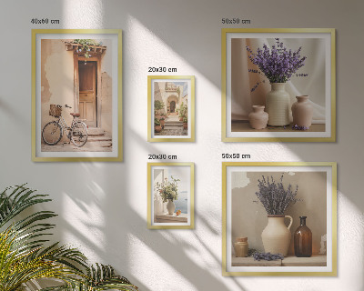 Modernes wandbilder-set Stilvolles Interieur mit Fahrrad und Blumen
