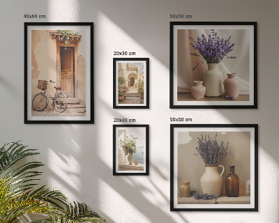 Modernes wandbilder-set Stilvolles Interieur mit Fahrrad und Blumen