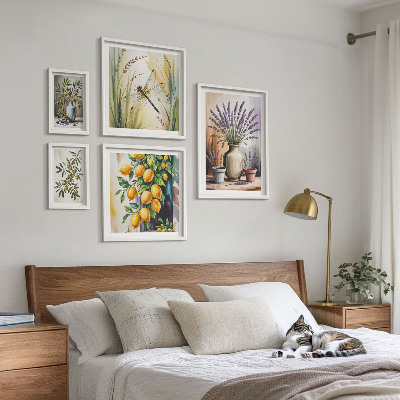 Bilderset fürs sofa Rustikaler Blumen-Zitronen-Oliven-Stil