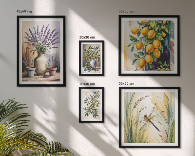 Bilderset fürs sofa Rustikaler Blumen-Zitronen-Oliven-Stil