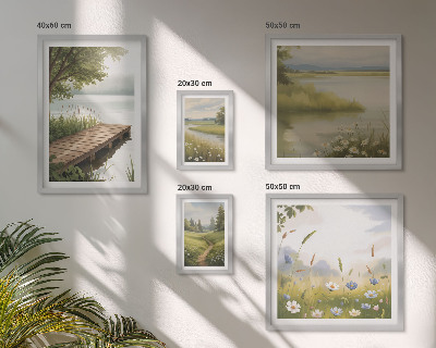 Bildergalerie-set für die wand Friedliche Landschaften mit einer Wiesenbrücke