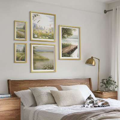 Bildergalerie-set für die wand Friedliche Landschaften mit einer Wiesenbrücke