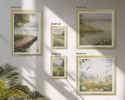 Bildergalerie-set für die wand Friedliche Landschaften mit einer Wiesenbrücke
