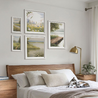 Bildergalerie-set für die wand Friedliche Landschaften mit einer Wiesenbrücke