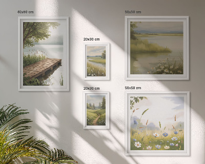 Bildergalerie-set für die wand Friedliche Landschaften mit einer Wiesenbrücke
