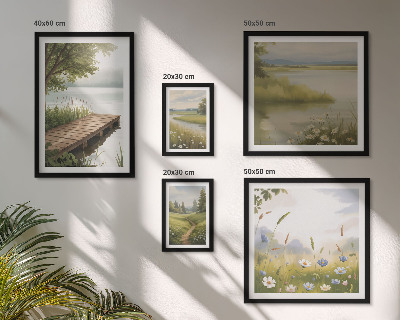 Bildergalerie-set für die wand Friedliche Landschaften mit einer Wiesenbrücke