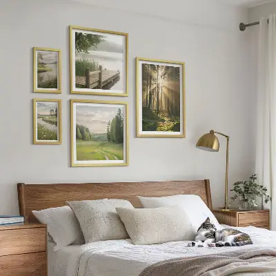 Modernes Wandbilderset Waldlandschaften mit Sonne und Wasser