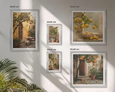 Wandbilder-Set Zitrusfrüchte im Garten dekorative Bildergalerie für die Wand