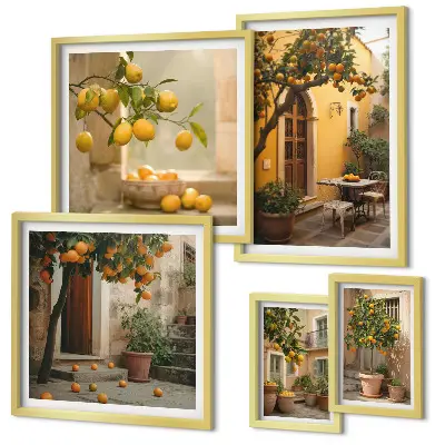 Wandbilder-Set Zitrusfrüchte im Garten dekorative Bildergalerie für die Wand