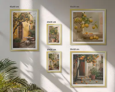Wandbilder-Set Zitrusfrüchte im Garten dekorative Bildergalerie für die Wand