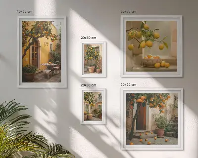Wandbilder-Set Zitrusfrüchte im Garten dekorative Bildergalerie für die Wand
