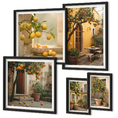 Wandbilder-Set Zitrusfrüchte im Garten dekorative Bildergalerie für die Wand