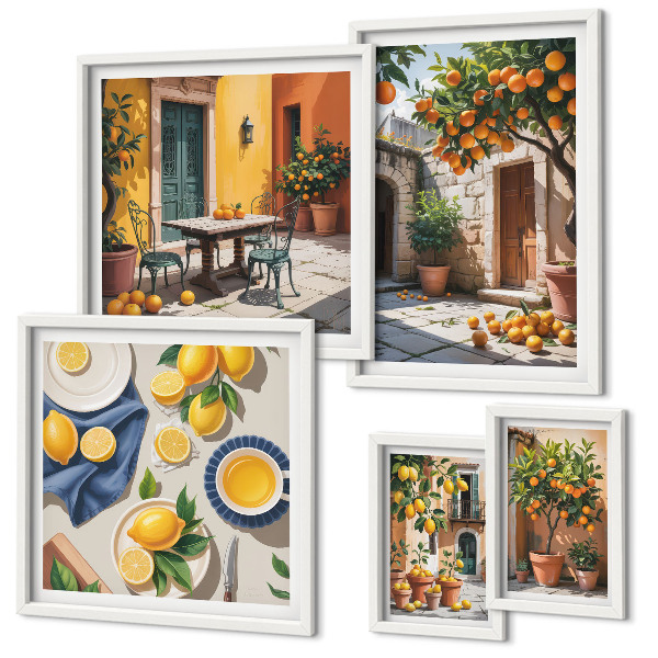 Modernes wandbilder-set Zitrusfrüchte in Gärten
