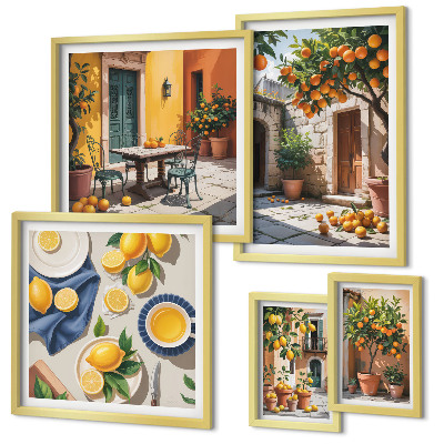 Modernes wandbilder-set Zitrusfrüchte in Gärten