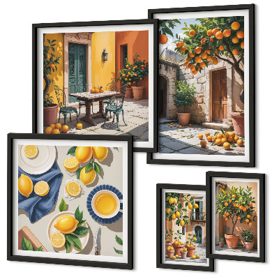 Modernes wandbilder-set Zitrusfrüchte in Gärten